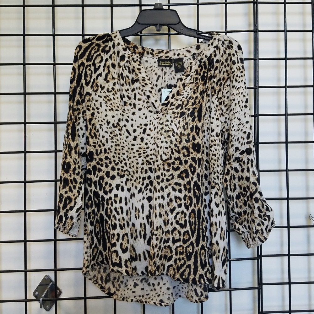 3/4 Sleeve Leopard Printed Blouse